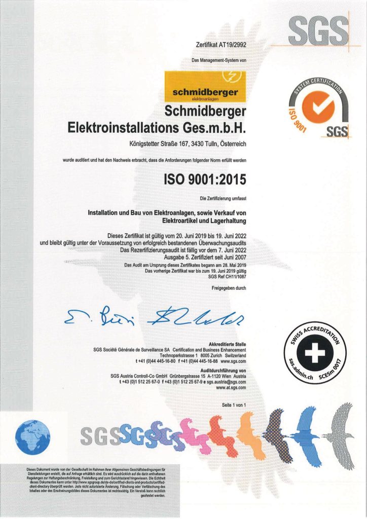 schmidberger iso 9001 2015 certificate