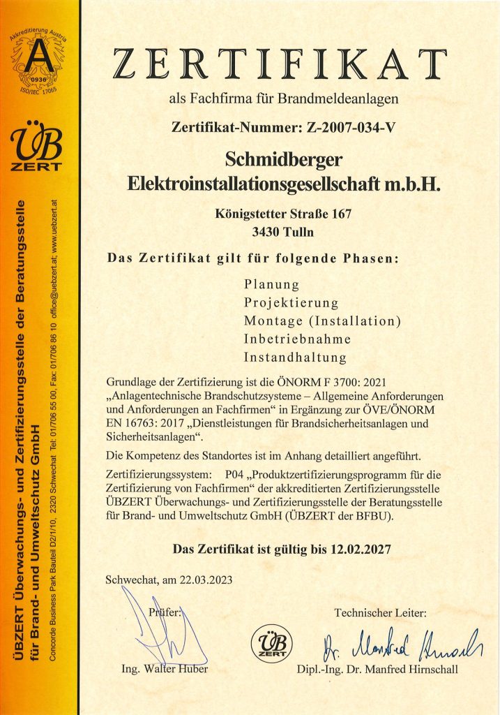zertifikat schmidberger 2027